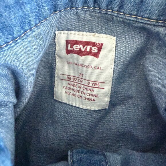 Levi's Bubble Short Sleeve Button Up Collared Denim Dress Girl's Size 2T - Picture 3 of 10